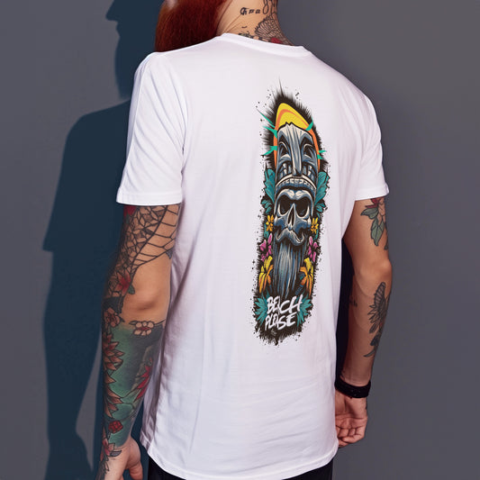 Tiki Skull (Modell B) - Premium T-Shirt mit 2-seitigem Druck
