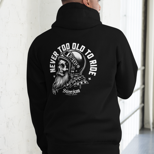 Never Too Old To Ride - Premium Hoodie mit Back Print