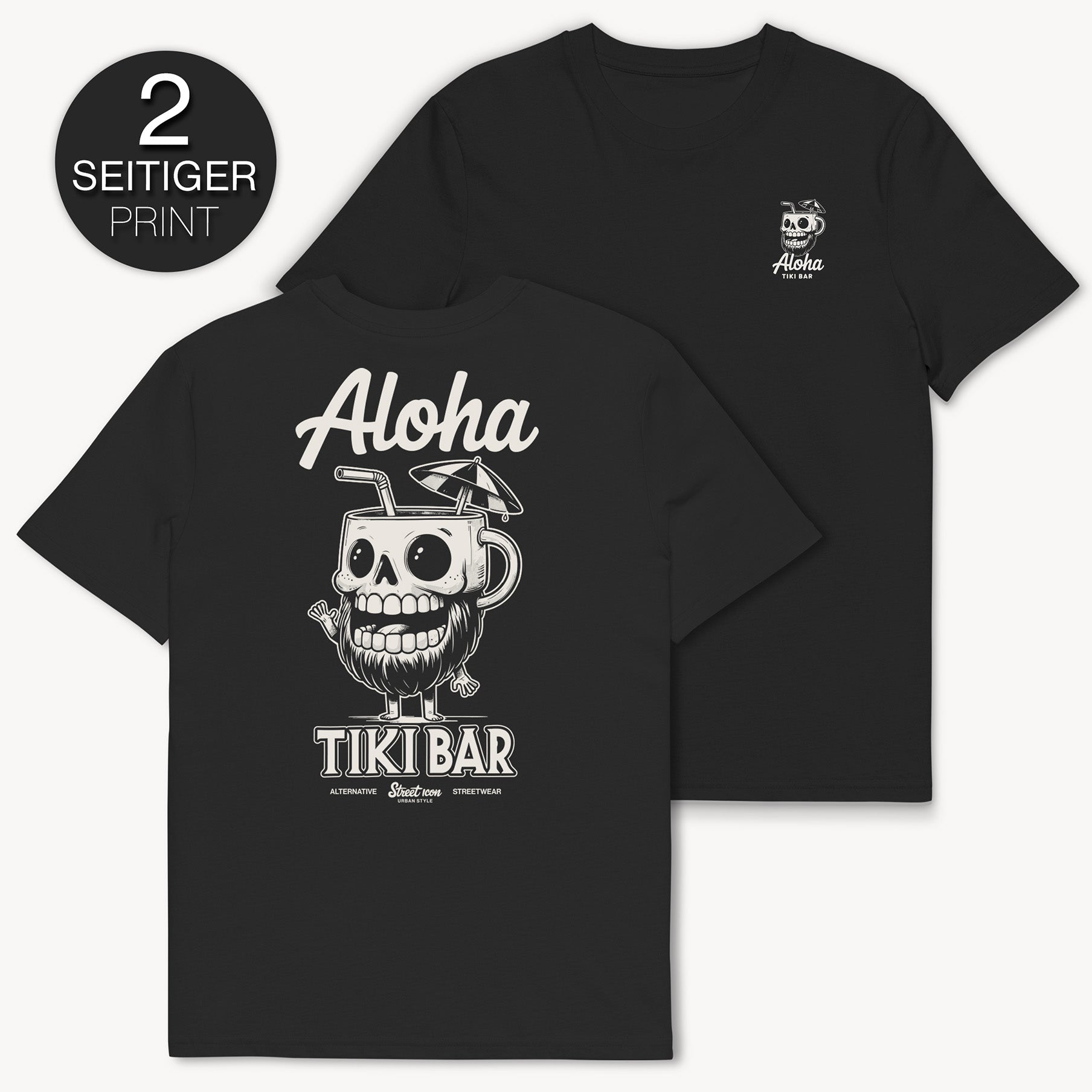 Aloha Cocktail Skull T-Shirt mit 2-seitigem Print - Street Icon