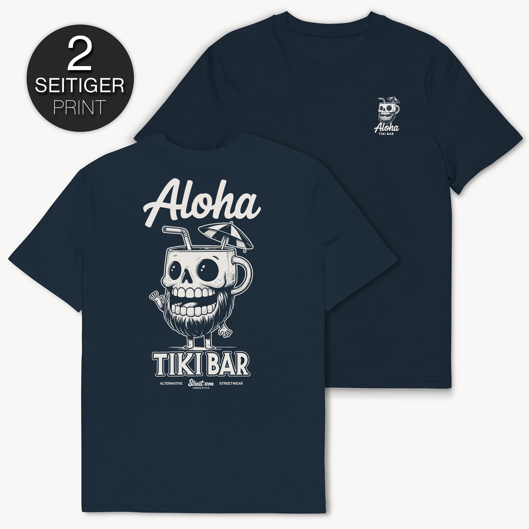 Aloha Cocktail Skull T-Shirt mit 2-seitigem Print - Street Icon