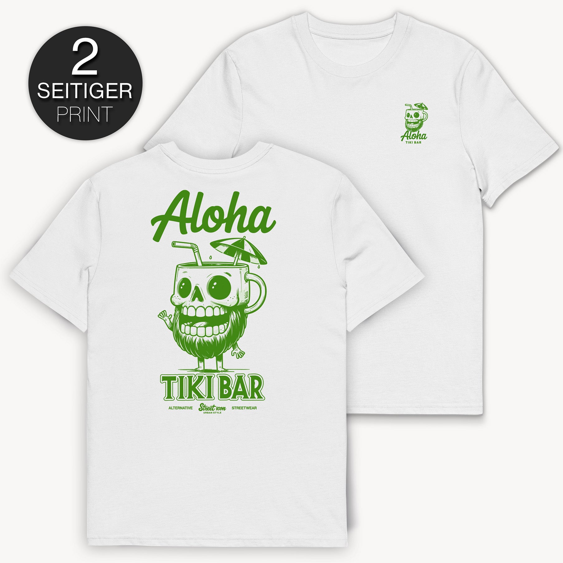 Aloha Cocktail Skull T-Shirt mit 2-seitigem Print - Street Icon