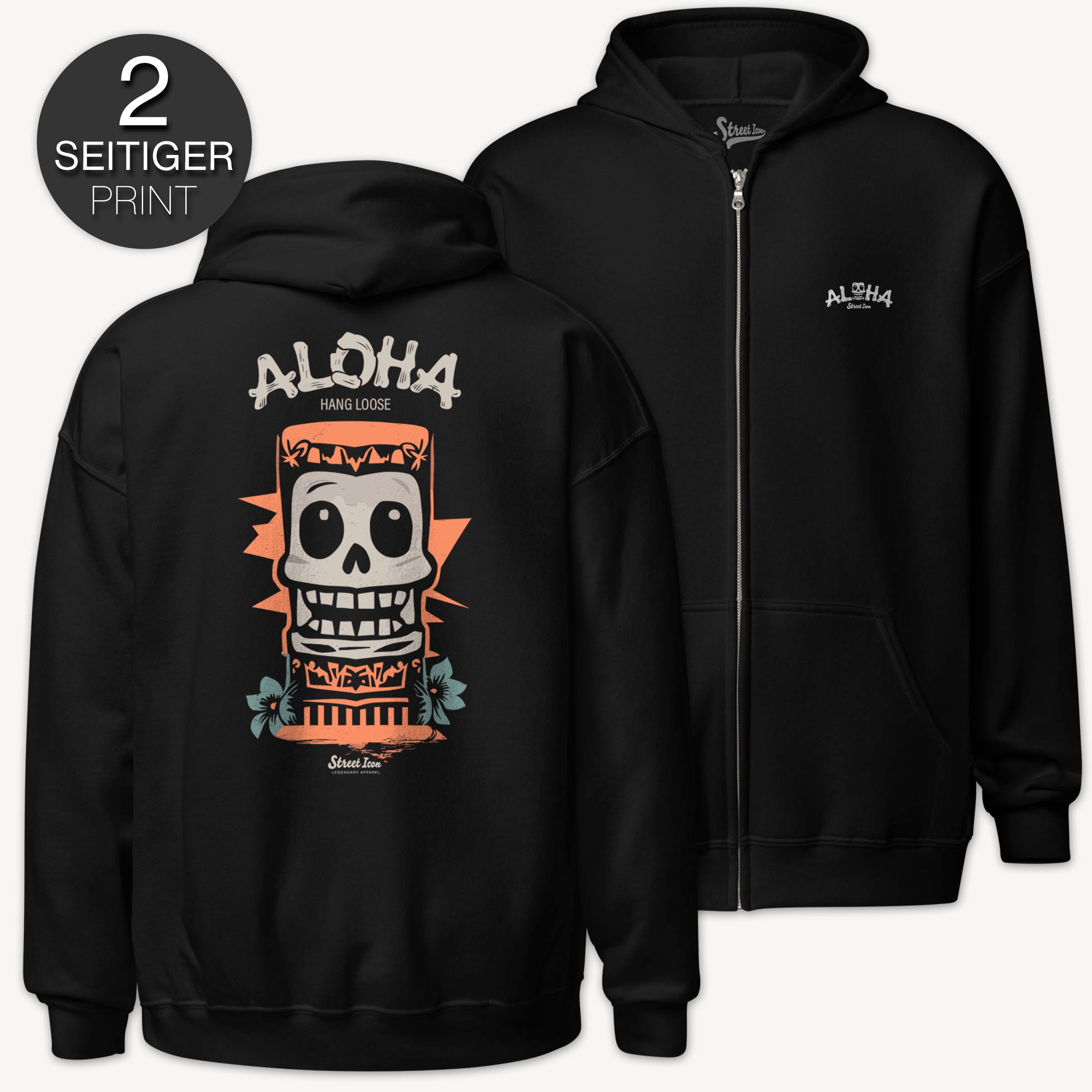 Aloha Hang Loose - Zip Hoodie mit 2-seitigem Druck - Street Icon