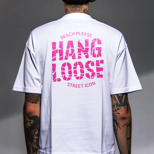 Hang Loose (Pink) - Premium T-Shirt mit Backprint