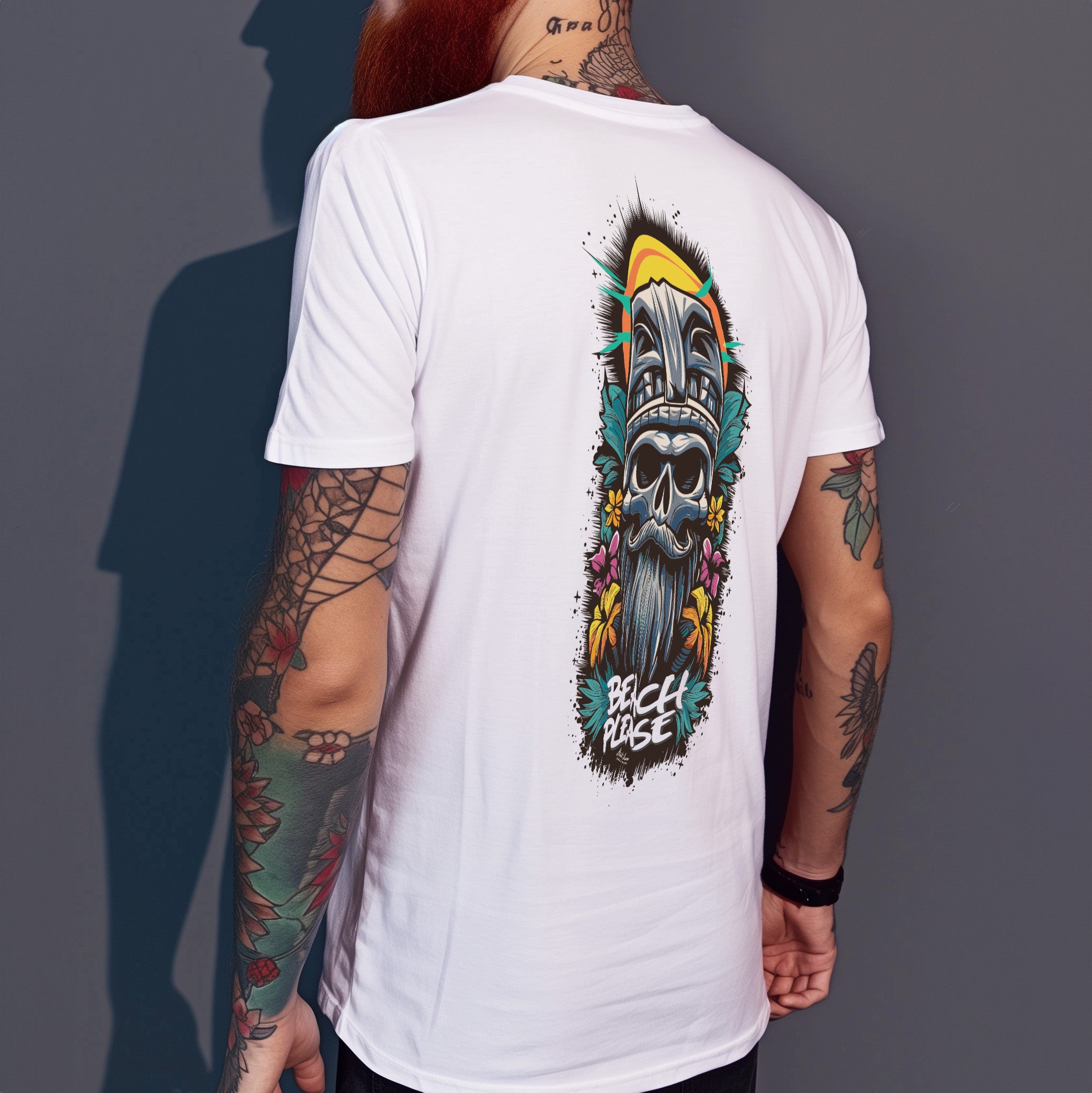 Tiki Skull (Modell B) - Premium T-Shirt mit 2-seitigem Druck - Street Icon