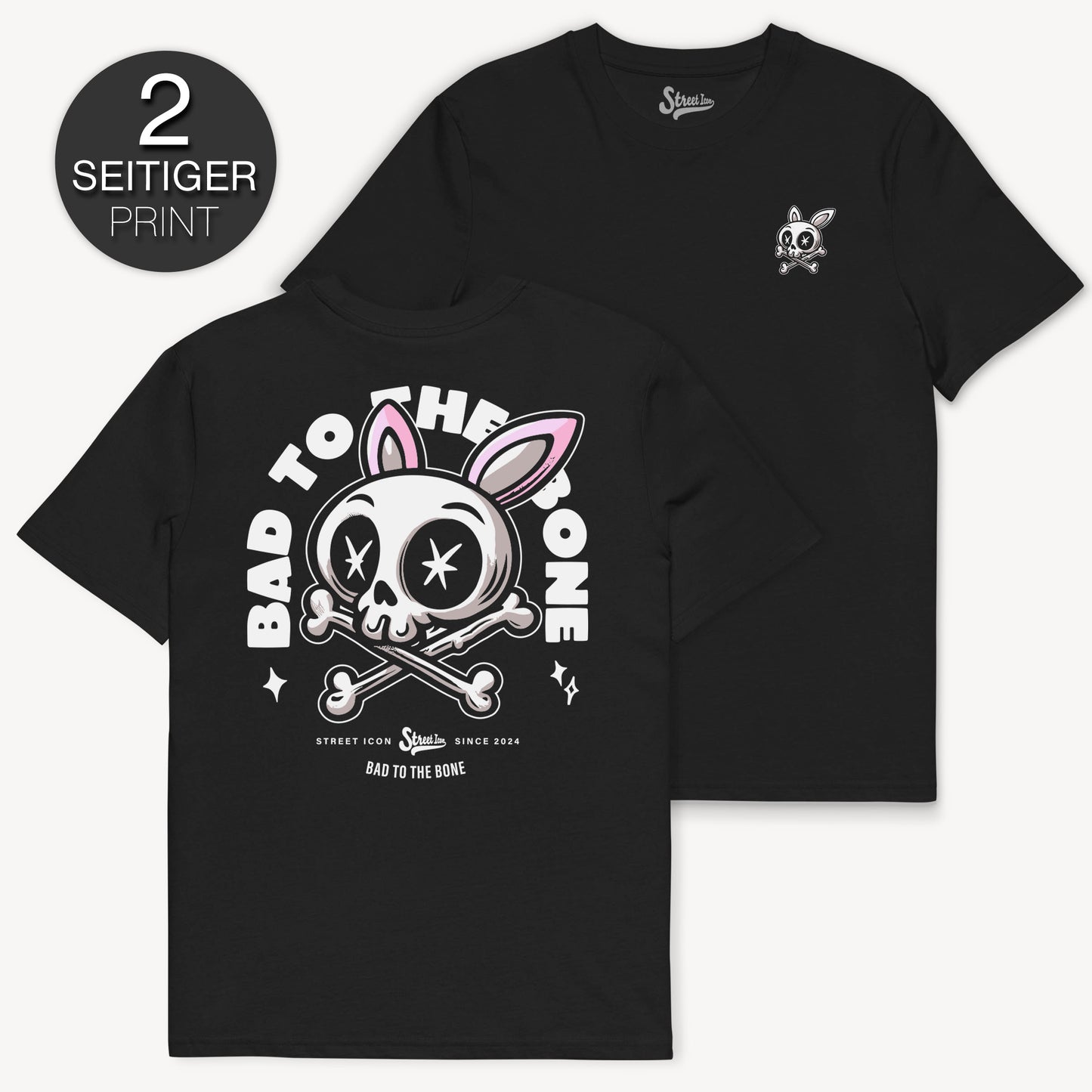 Bad Bone Bunny - T-Shirt mit 2-seitigem Druck