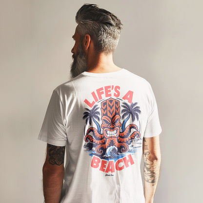 Life's a Beach Krake - Premium T-Shirt mit Backprint