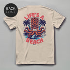 Life's a Beach Krake - Premium T-Shirt mit Backprint - Street Icon