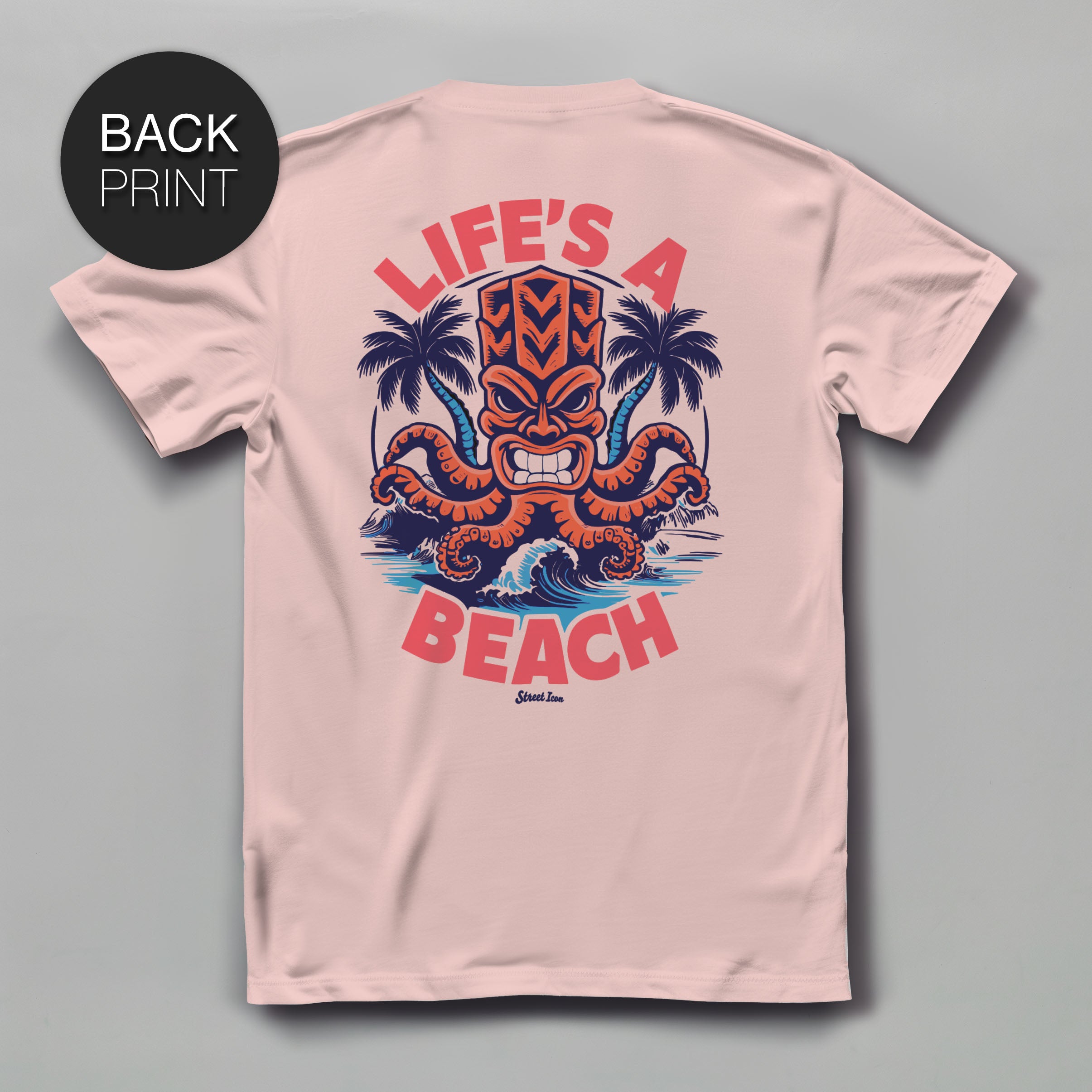 Life's a Beach Krake - Premium T-Shirt mit Backprint - Street Icon