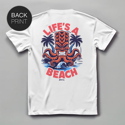 Life's a Beach Krake - Premium T-Shirt mit Backprint