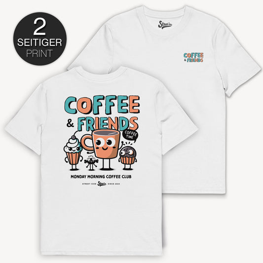 Coffee Friends Premium T-Shirt mit 2-seitigem Print