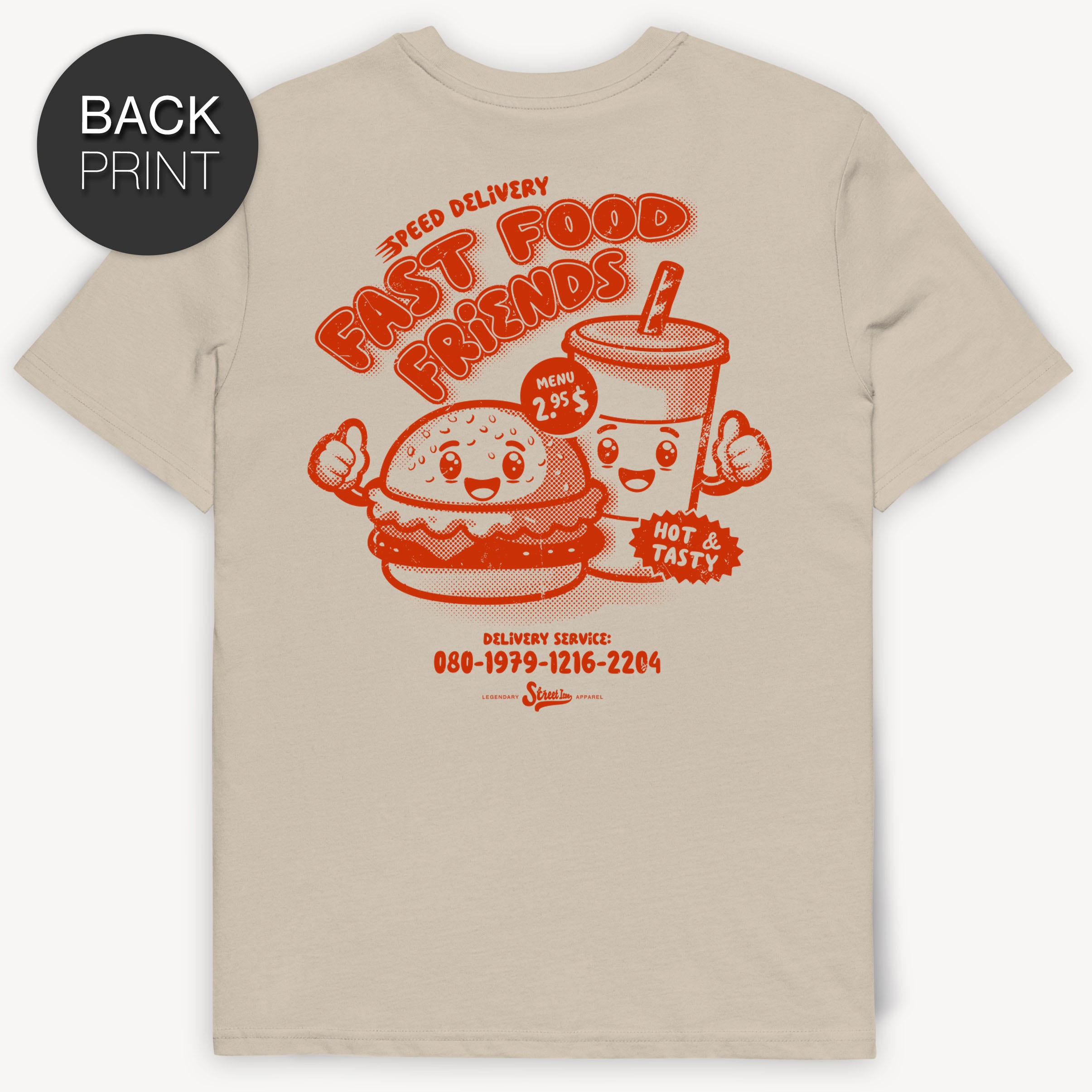 Fast Food Friends - Premium T-Shirt mit Backprint - Street Icon