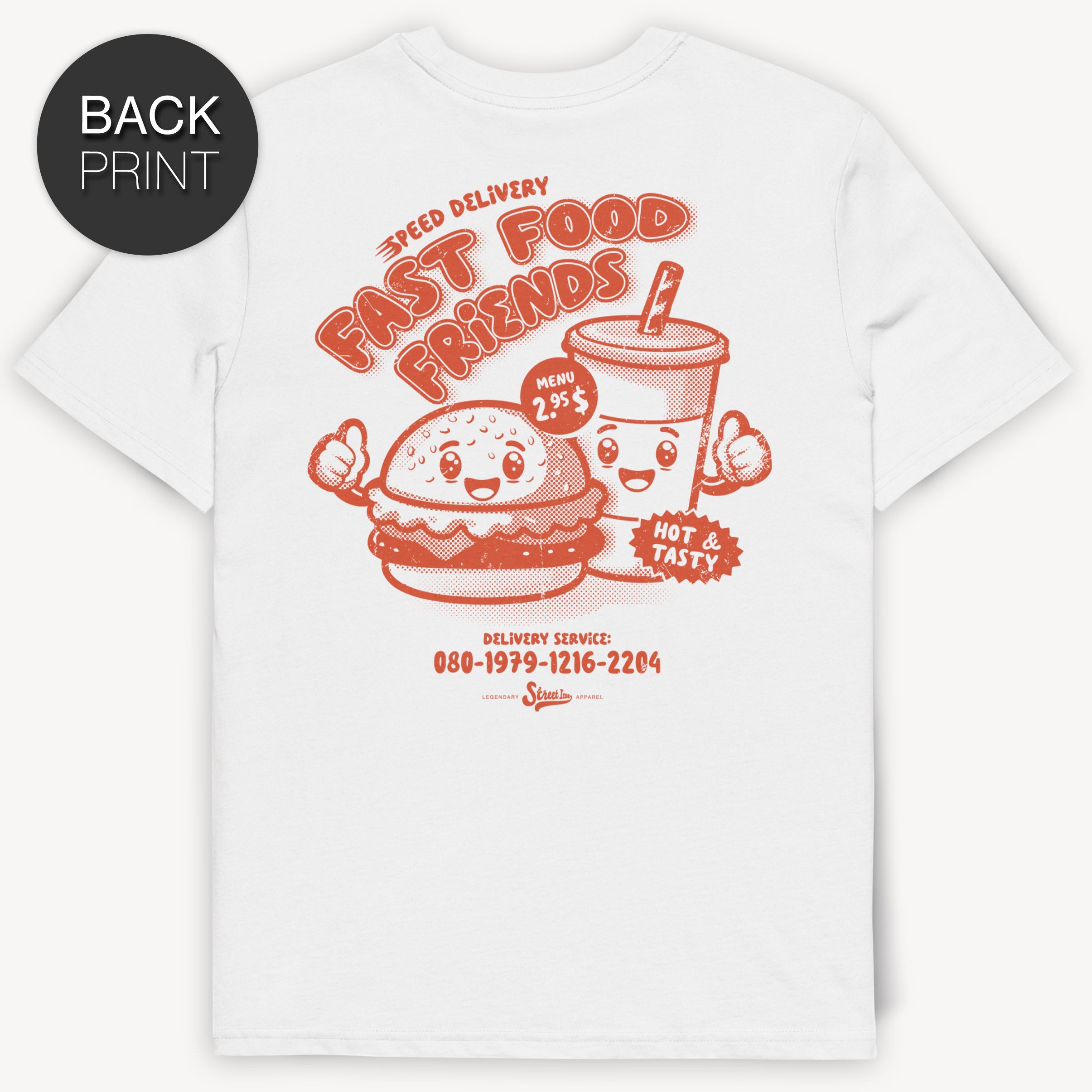 Fast Food Friends - Premium T-Shirt mit Backprint - Street Icon
