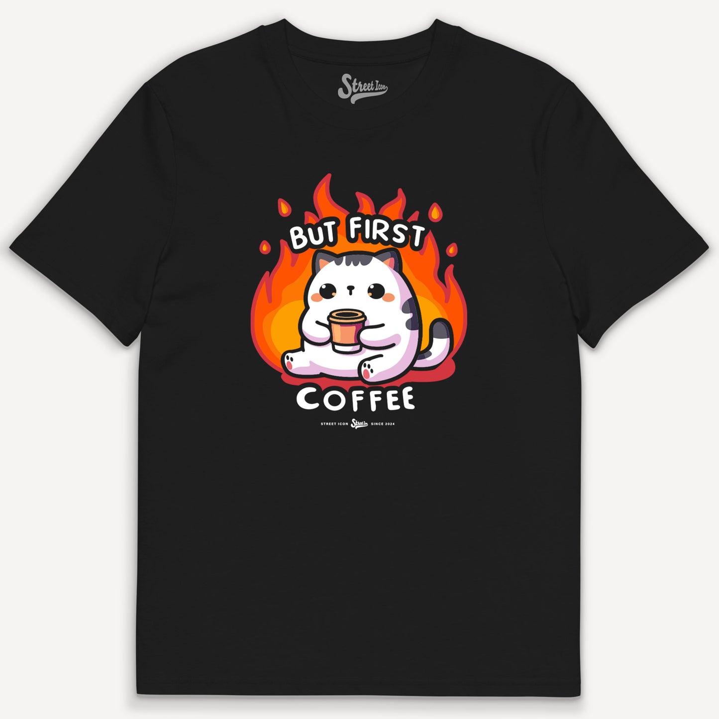 First Coffee Cat - Premium T-Shirt