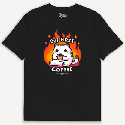 First Coffee Cat - Premium T-Shirt