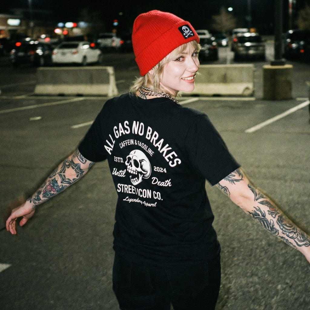 Gasoline Skull T-Shirt, mit Backprint