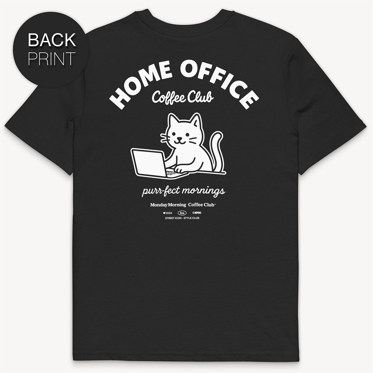 Home Office Cat T-Shirt mit 2-seitigem Print