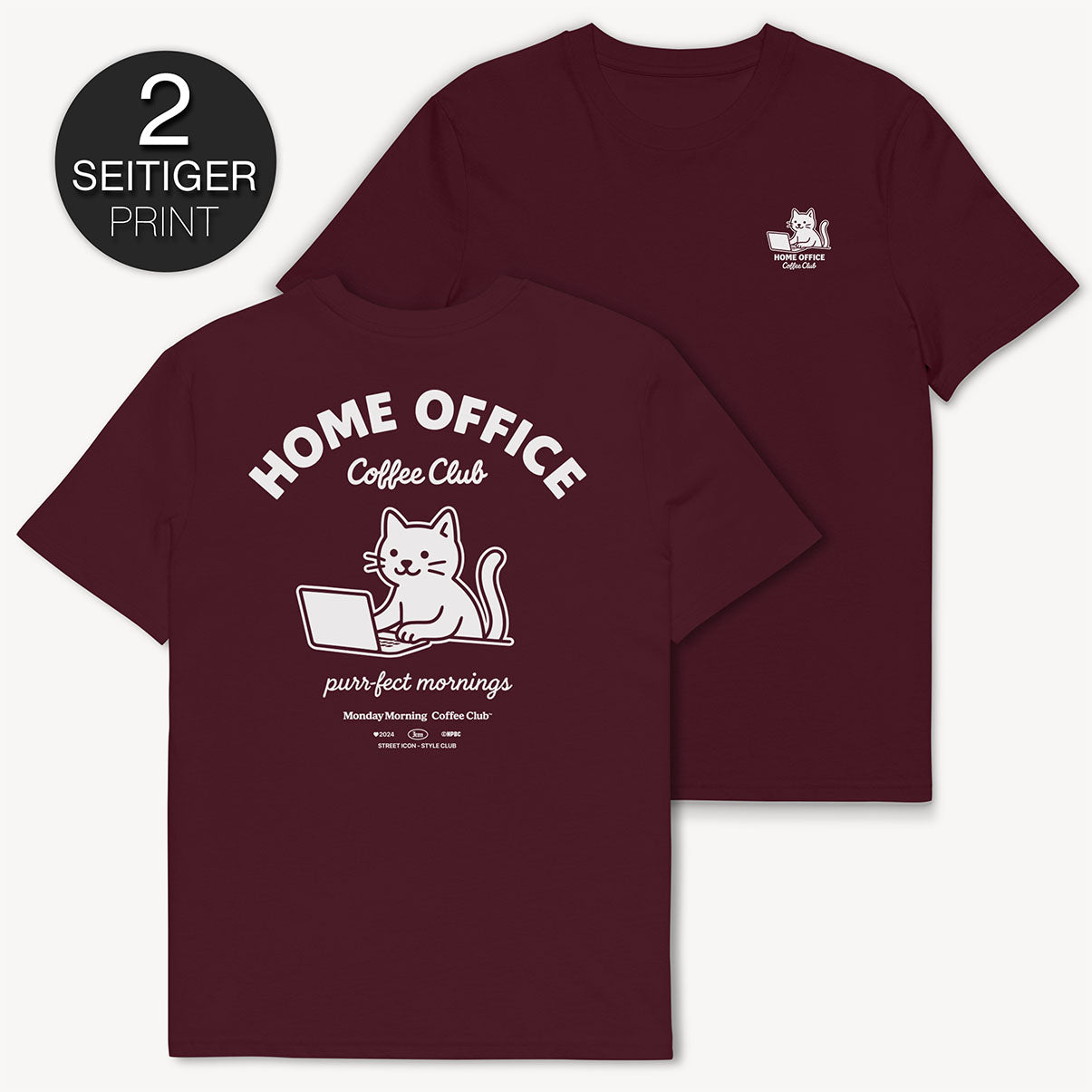 Home Office Cat T-Shirt mit 2-seitigem Print