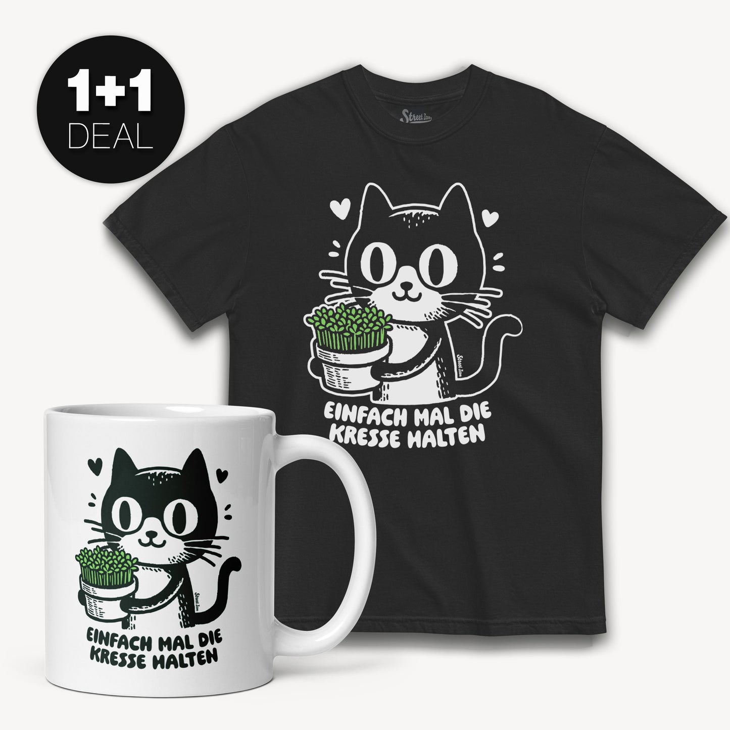 Kresse Katze T-Shirt + Tasse