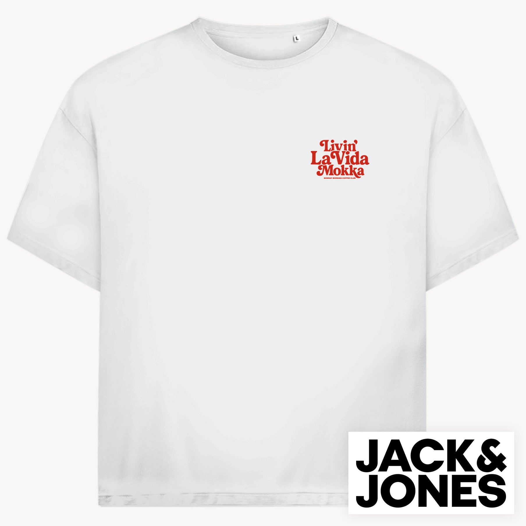 La Vida Mokka Jack & Jones Oversize T-Shirt, 2-seitiger Print