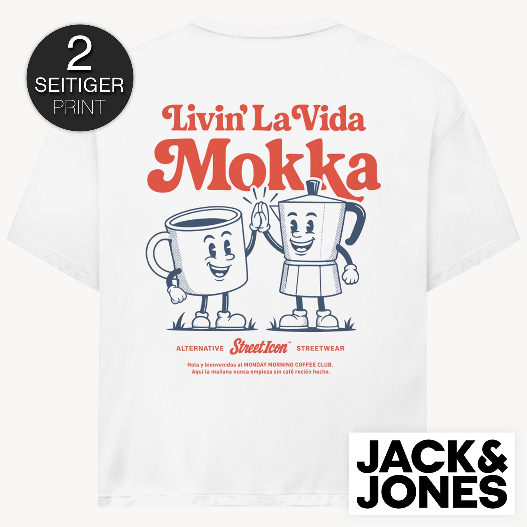 La Vida Mokka Jack & Jones Oversize T-Shirt, 2-seitiger Print