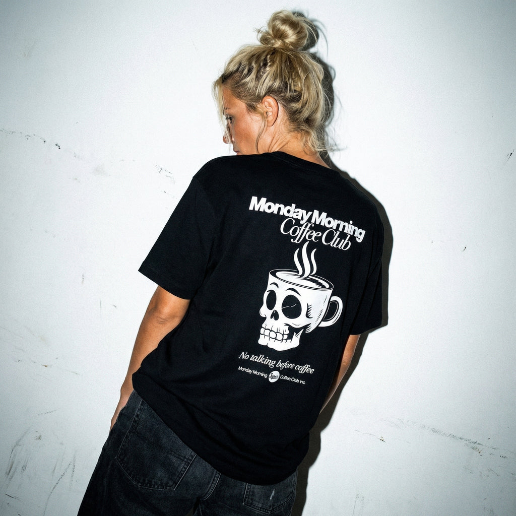 Monday Morning Coffee Club - Premium T-Shirt with Back Print