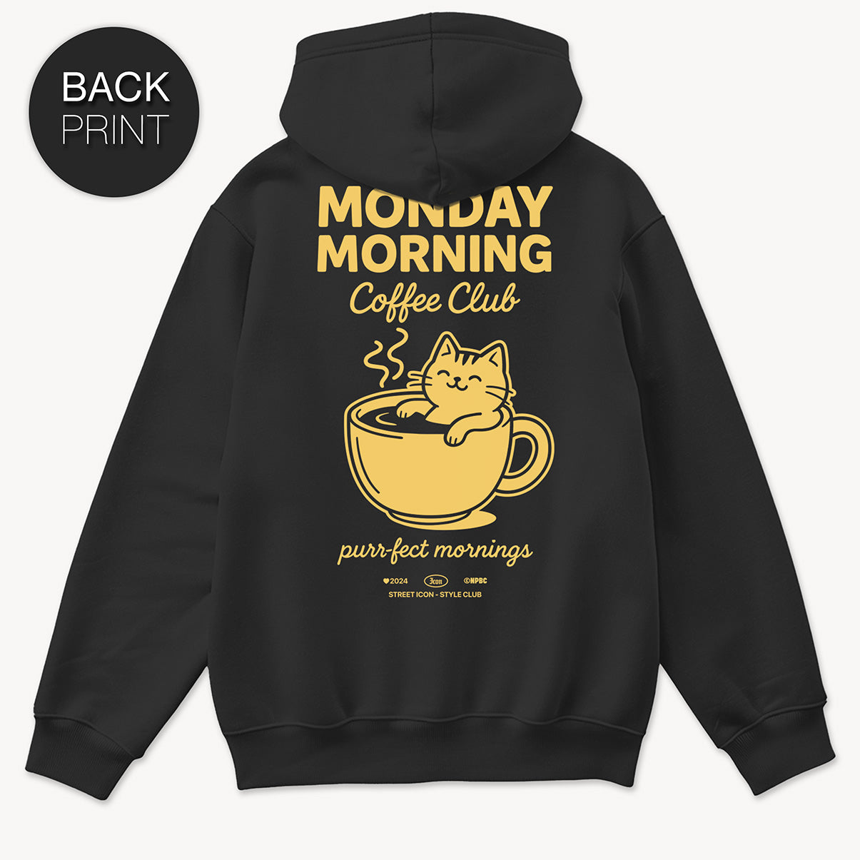 Coffee Cat Hoodie mit 2-seitigem Print