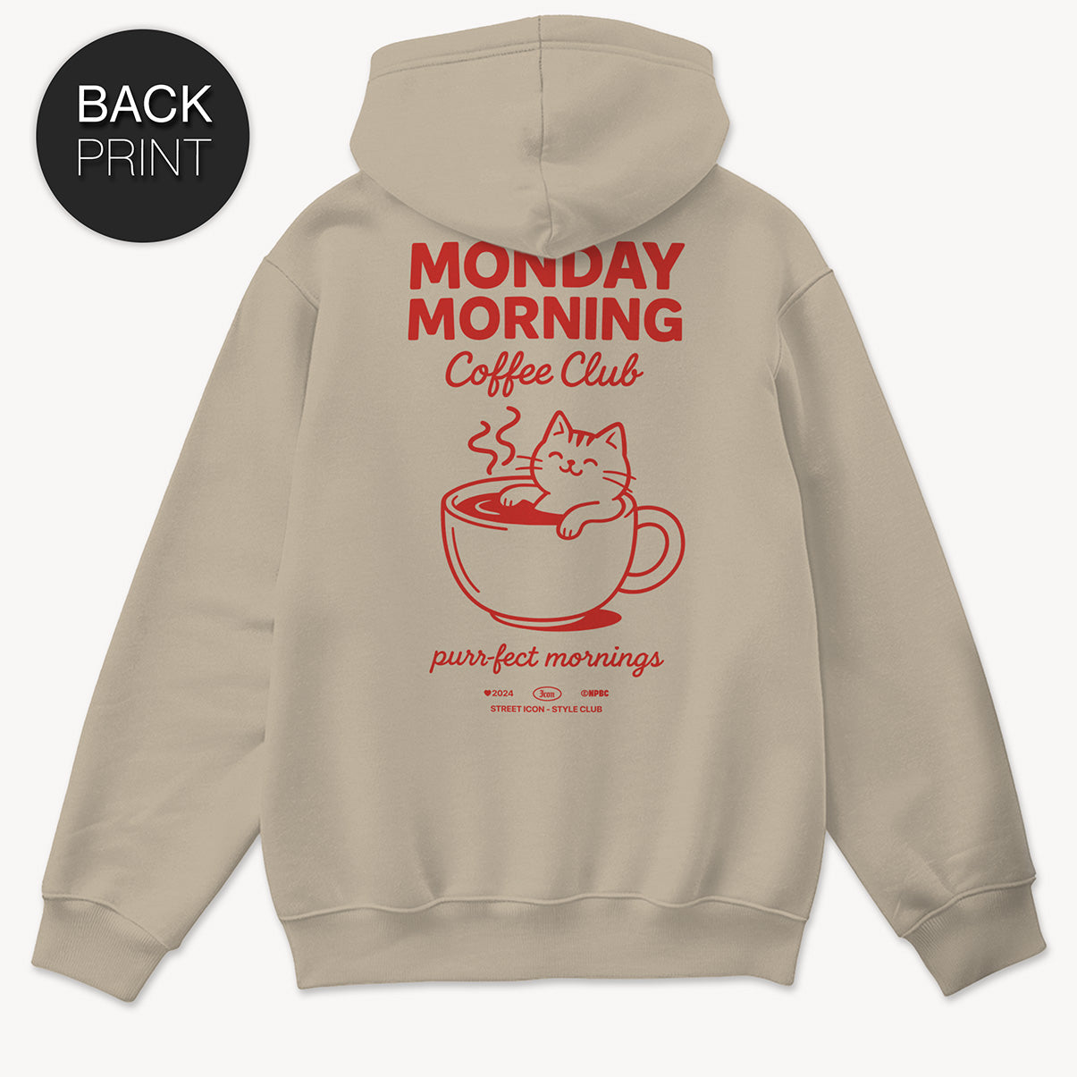 Coffee Cat Hoodie mit 2-seitigem Print