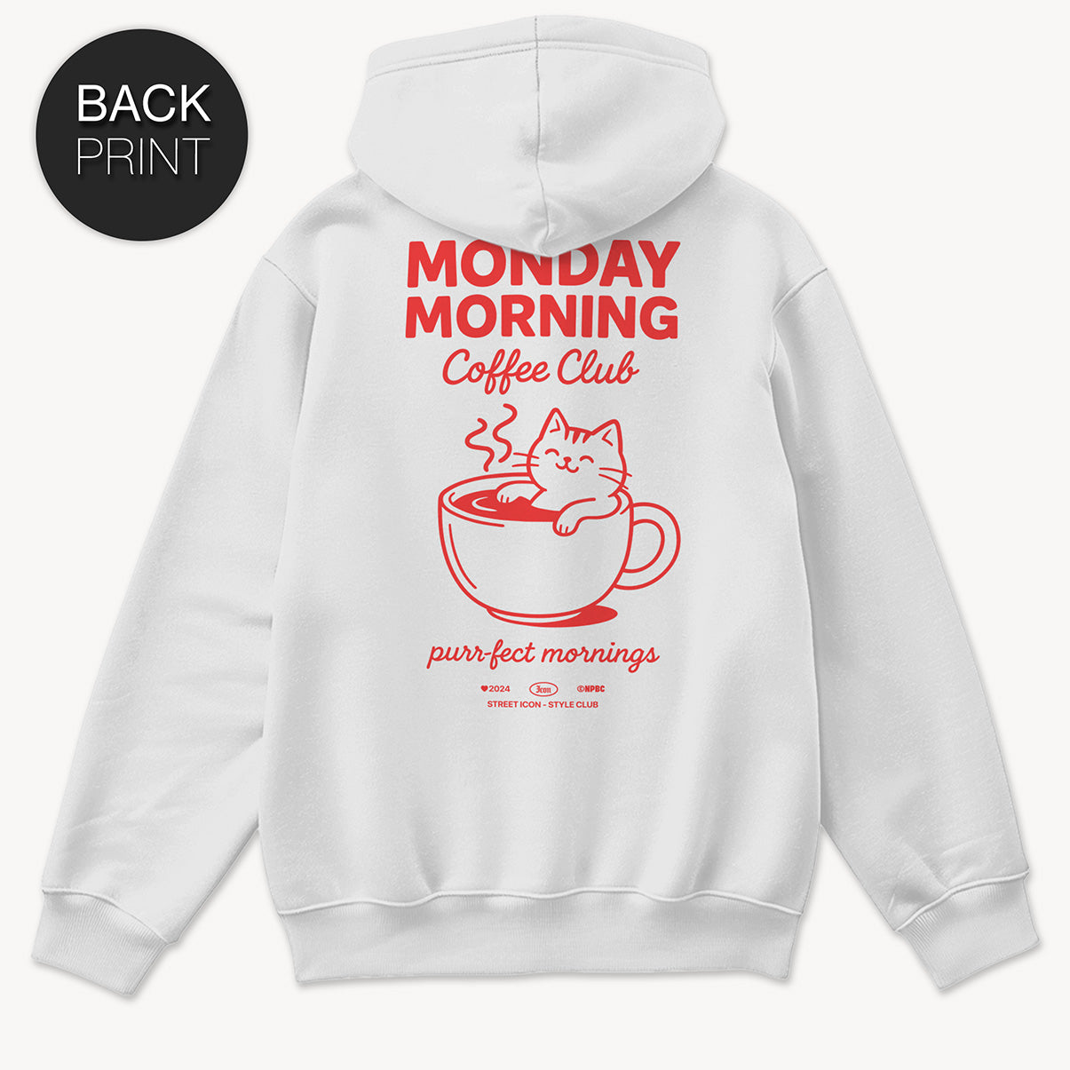 Coffee Cat Hoodie mit 2-seitigem Print