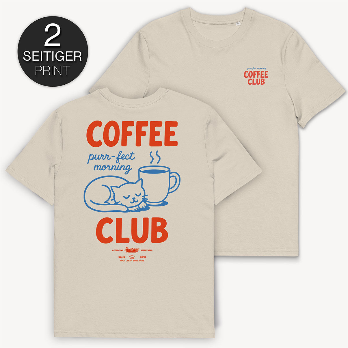 Coffee Club T-Shirt mit 2-seitigem Print
