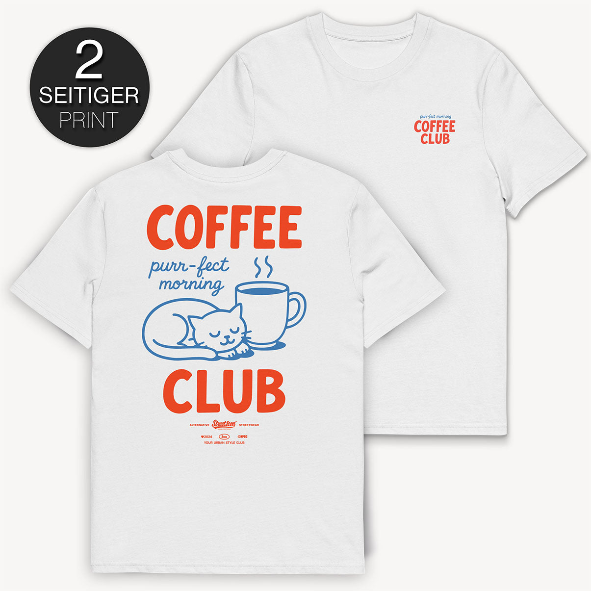 Coffee Club T-Shirt mit 2-seitigem Print