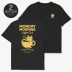 Coffee Cat T-Shirt mit 2-seitigem Print