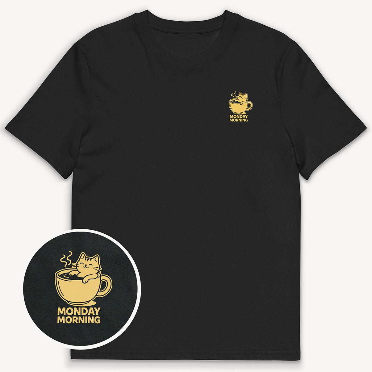 Coffee Cat T-Shirt mit 2-seitigem Print