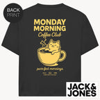 Coffee Cat Jack & Jones Oversize T-Shirt mit 2-seitigem Print