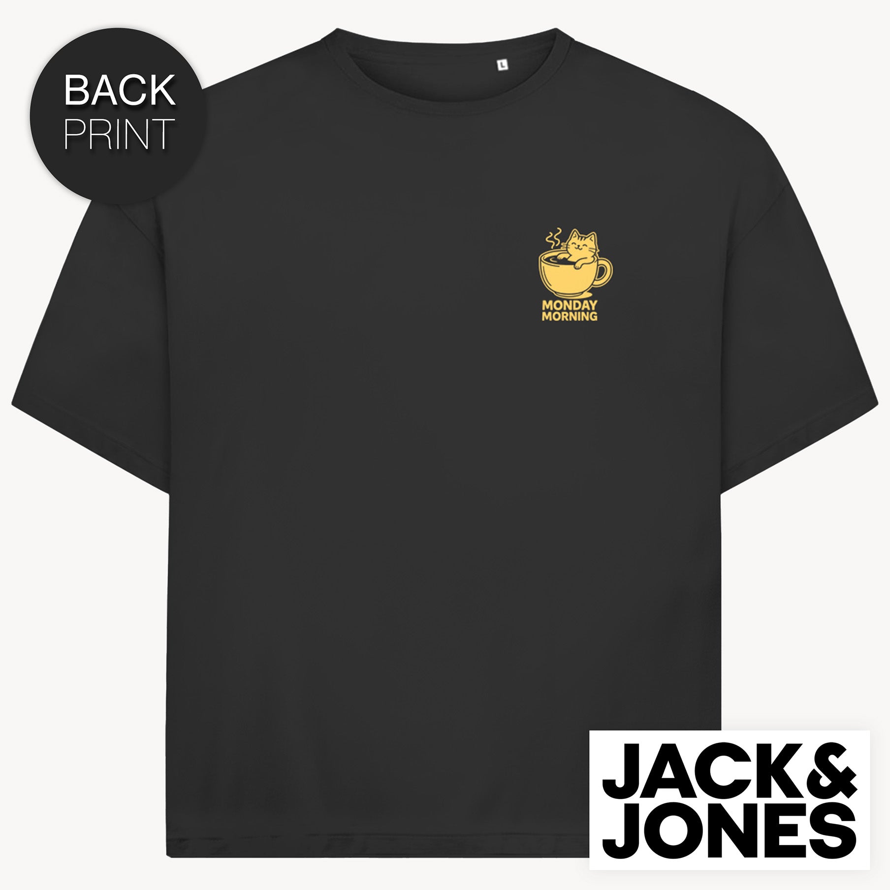 Coffee Cat Jack & Jones Oversize T-Shirt mit 2-seitigem Print