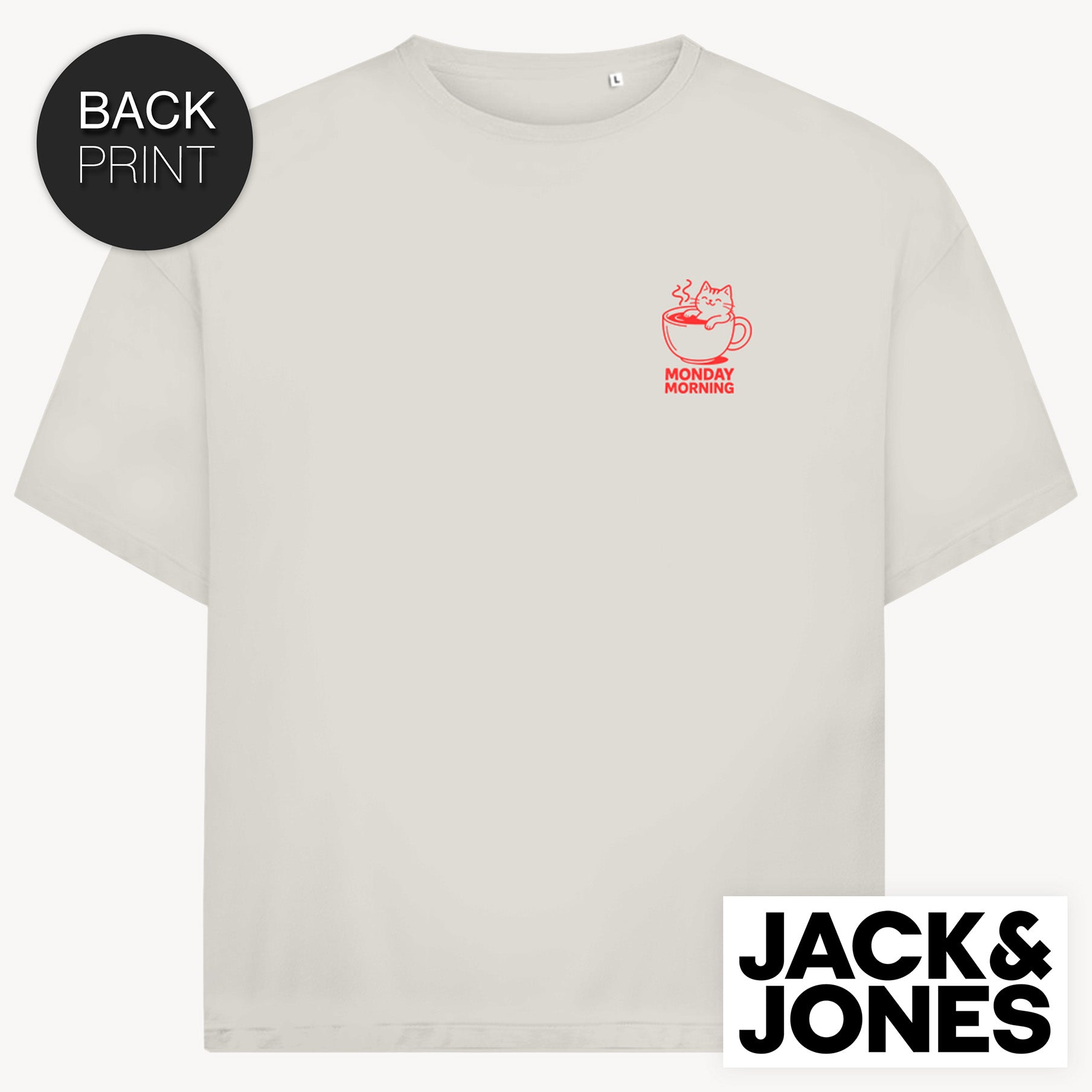 Coffee Cat Jack & Jones Oversize T-Shirt mit 2-seitigem Print