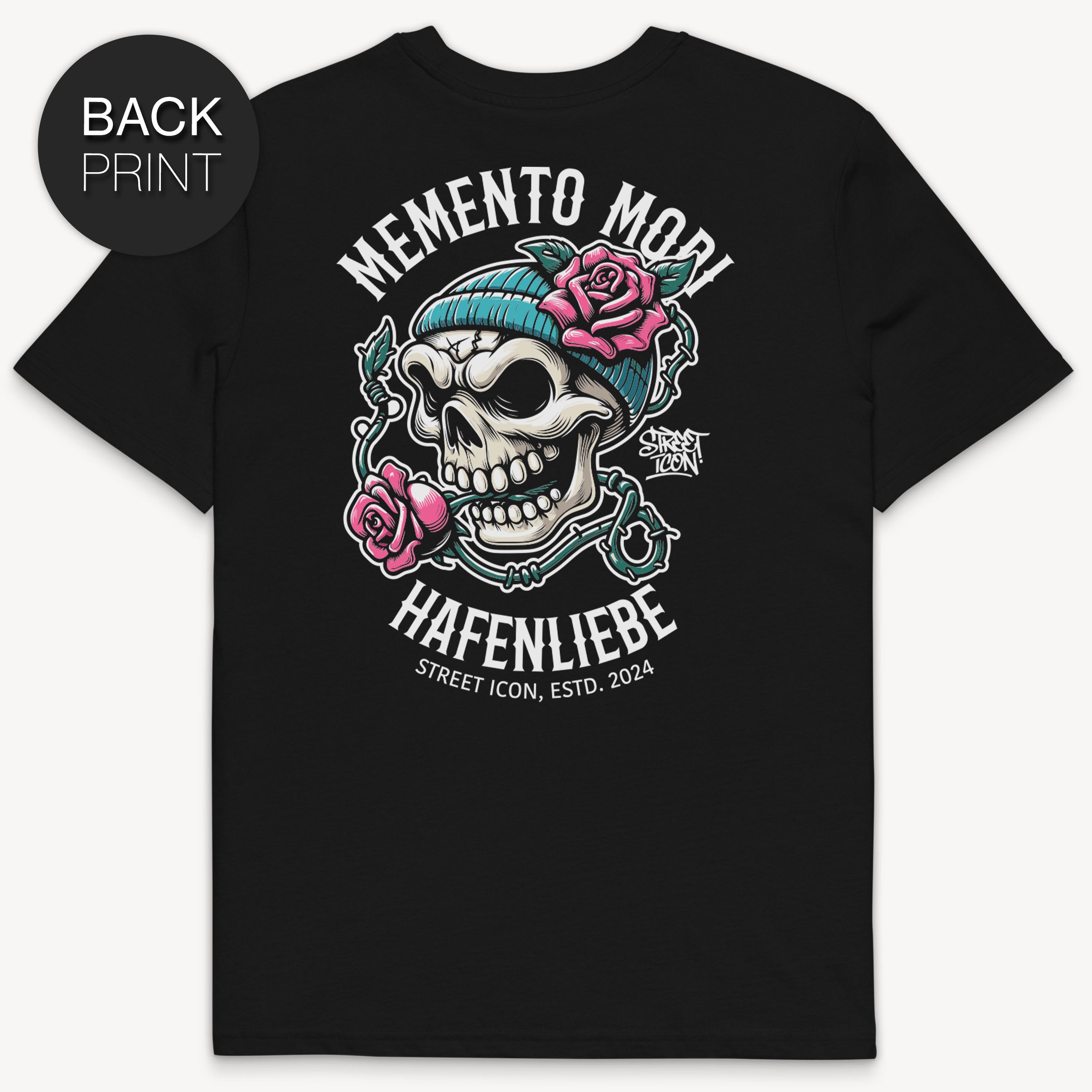 Memento Mori Skull - T-Shirt mit 2-seitigem Druck - Street Icon
