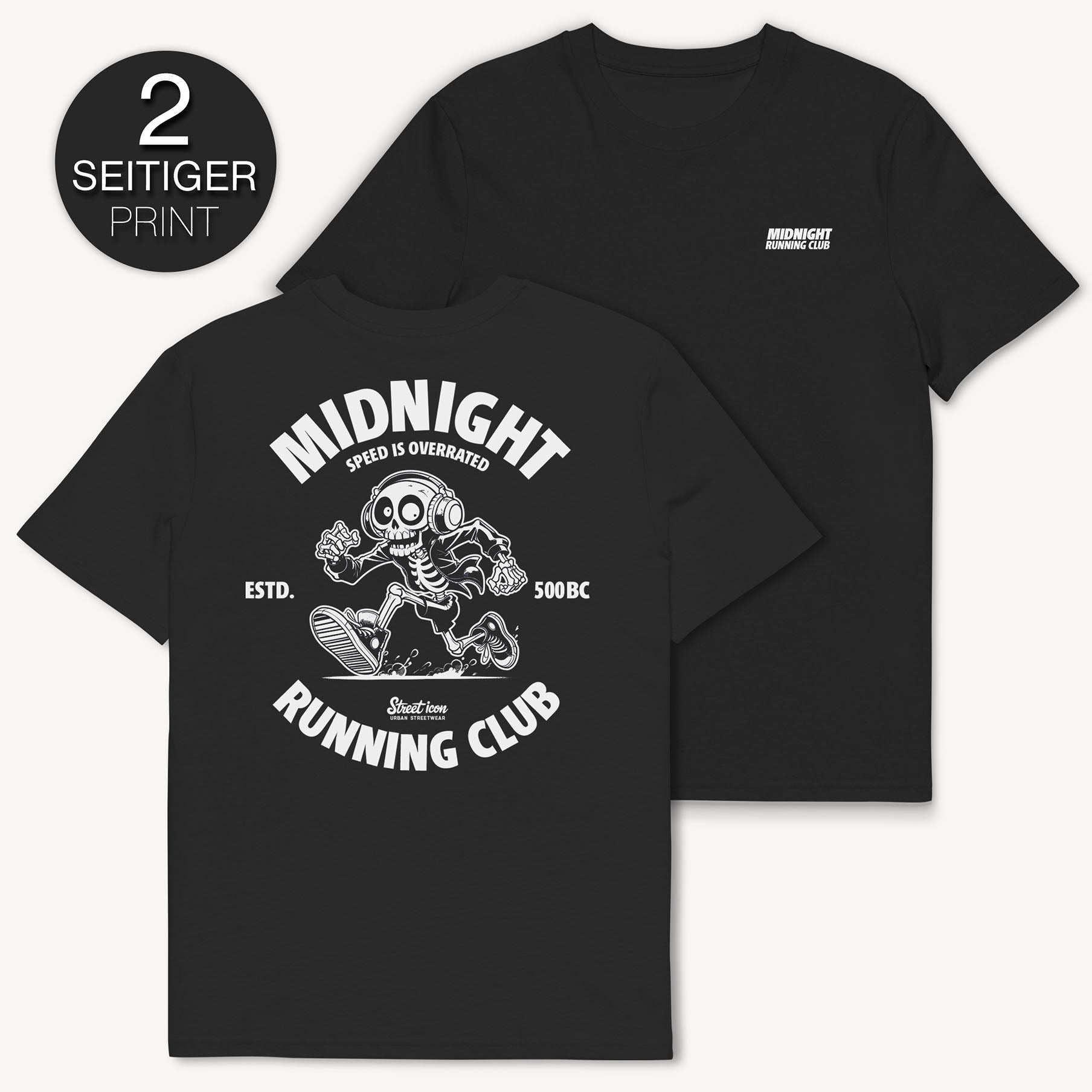 Midnight Running Club T-Shirt mit 2-seitigem Print - Street Icon