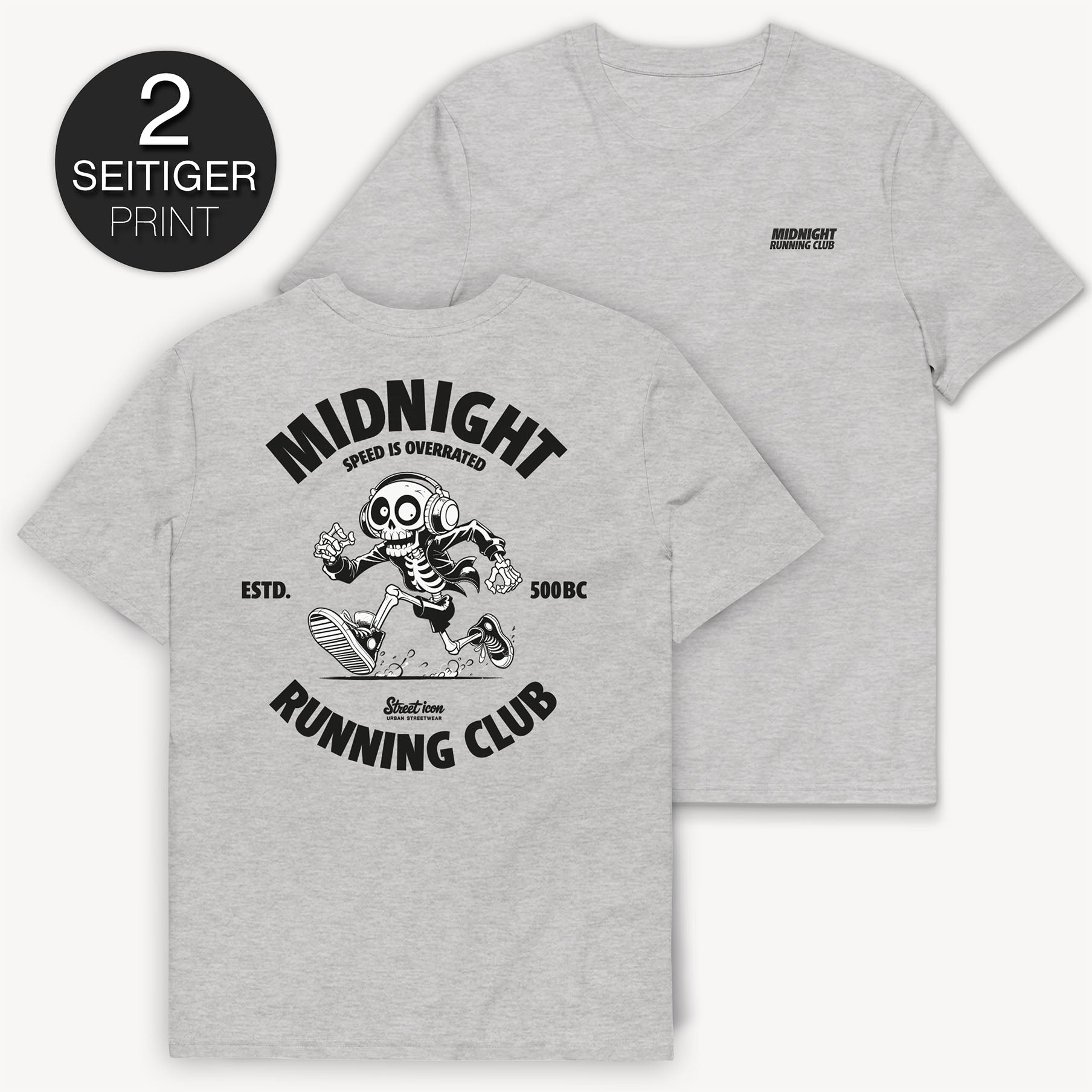 Midnight Running Club T-Shirt mit 2-seitigem Print - Street Icon