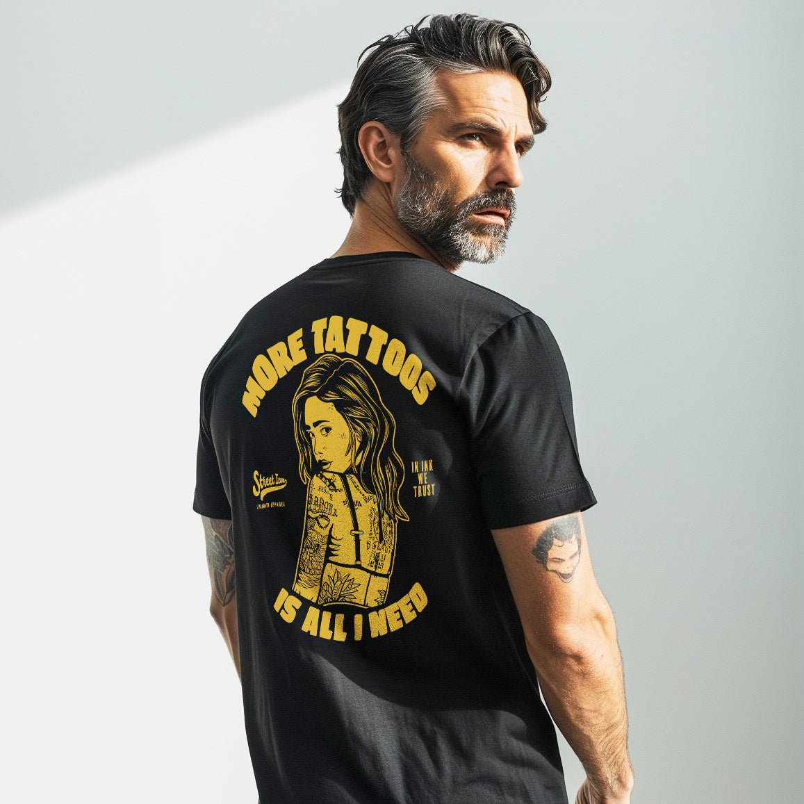 More Tattoos - Premium T-Shirt mit Rückendruck - Street Icon
