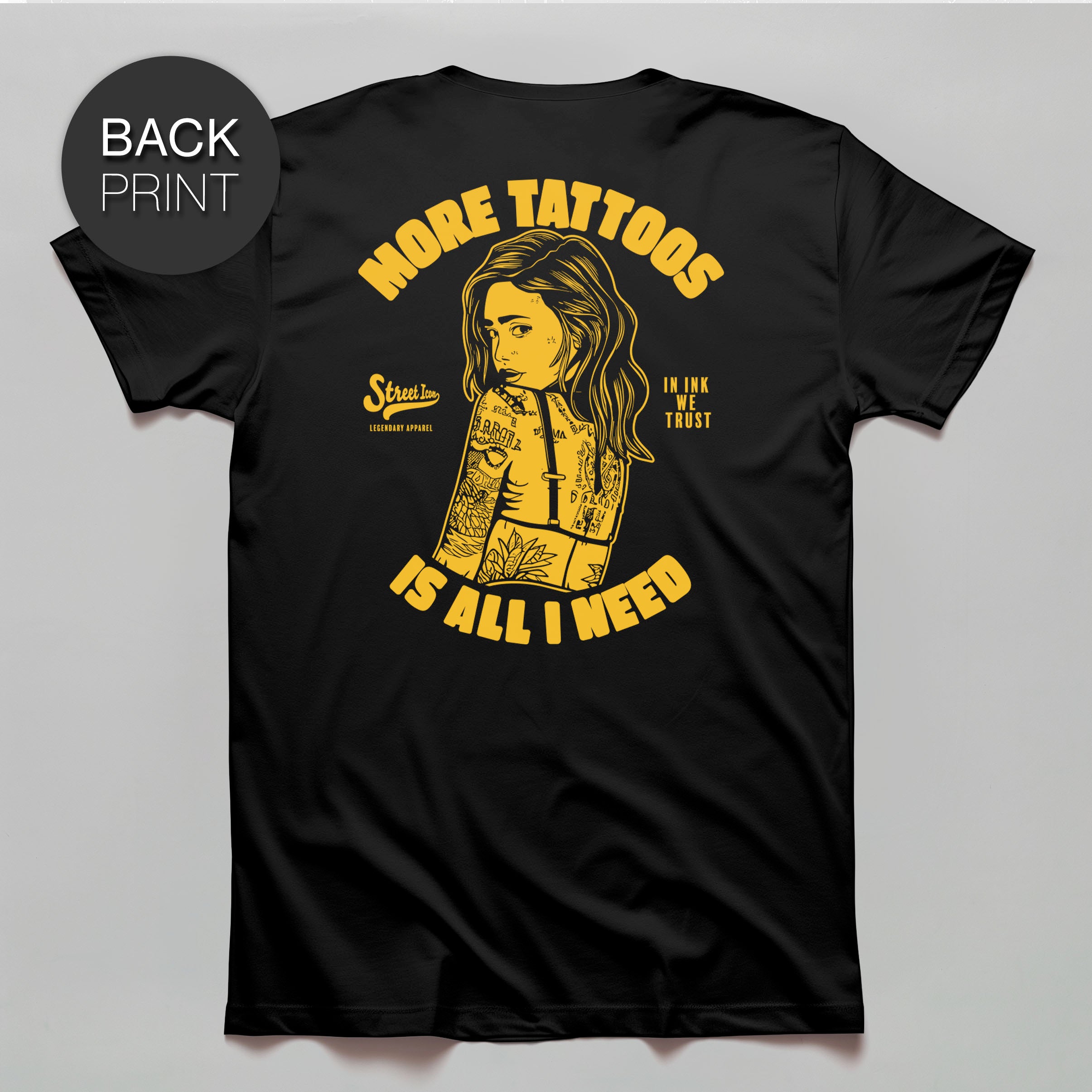 More Tattoos - Premium T-Shirt mit Rückendruck - Street Icon