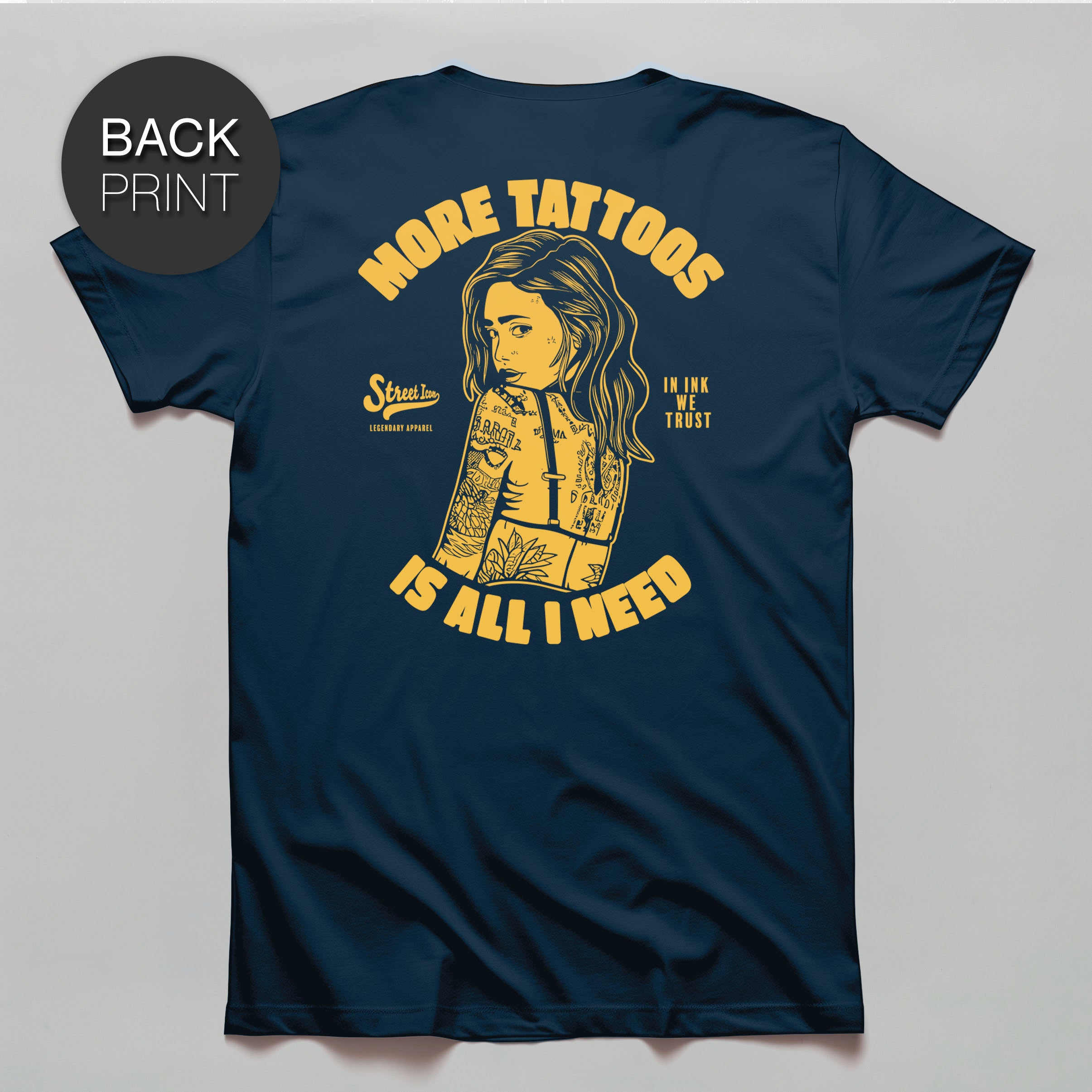 More Tattoos - Premium T-Shirt mit Rückendruck - Street Icon