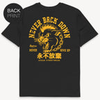 Never Back Down T-Shirt mit 2-seitigem Print - Street Icon