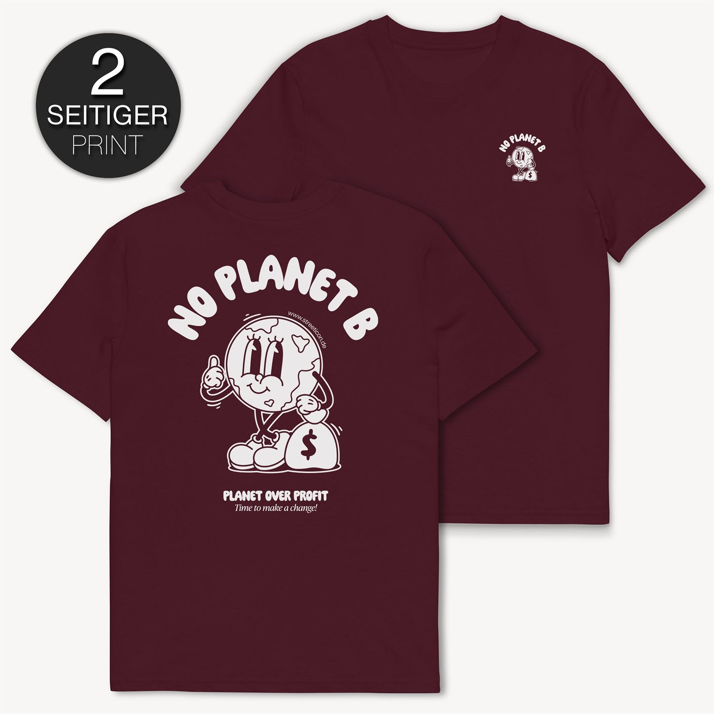 No Planet B - Globe T-Shirt mit 2-seitigem Print