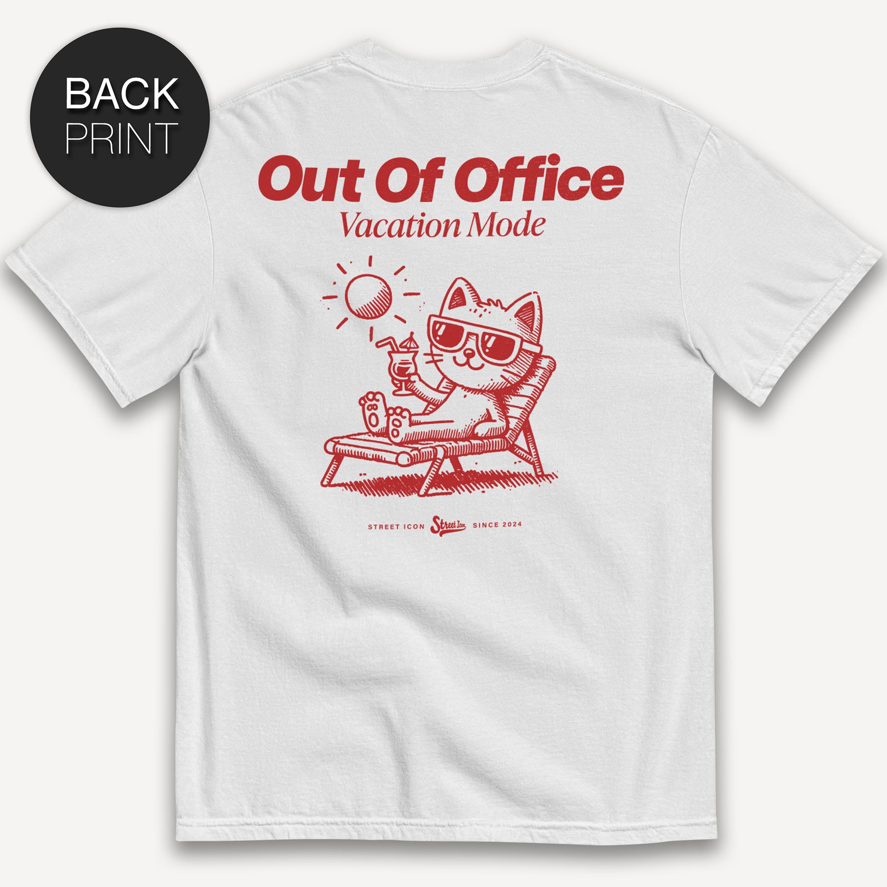 Out Of Office Cat - T-Shirt mit Backprint - Street Icon