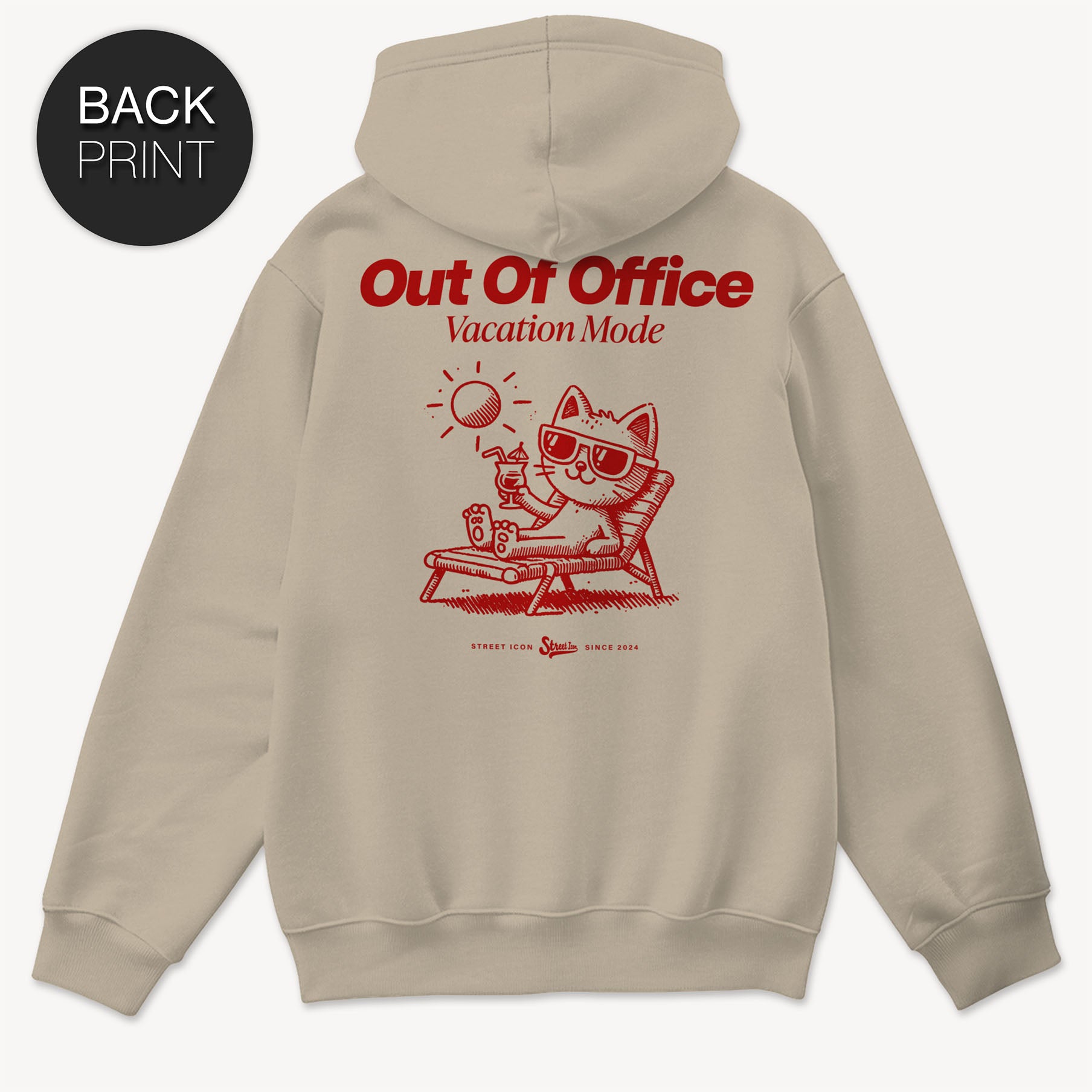 Out Of Office Cat - Hoodie mit Backprint - Street Icon