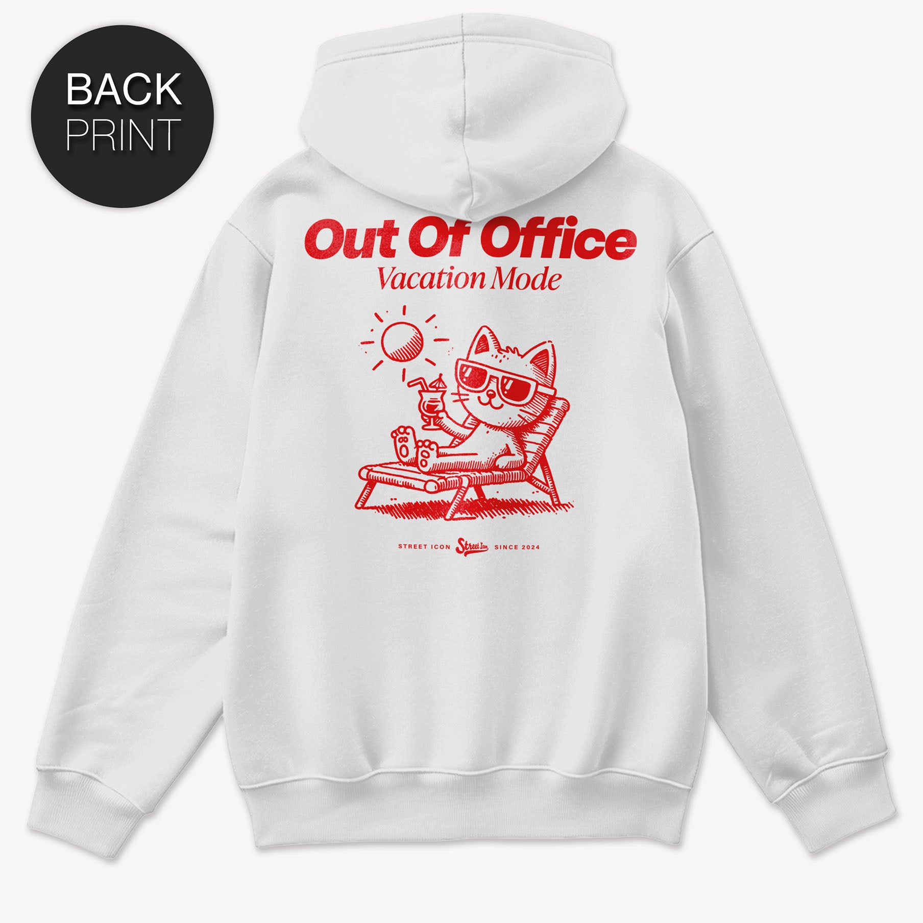 Out Of Office Cat - Hoodie mit Backprint - Street Icon