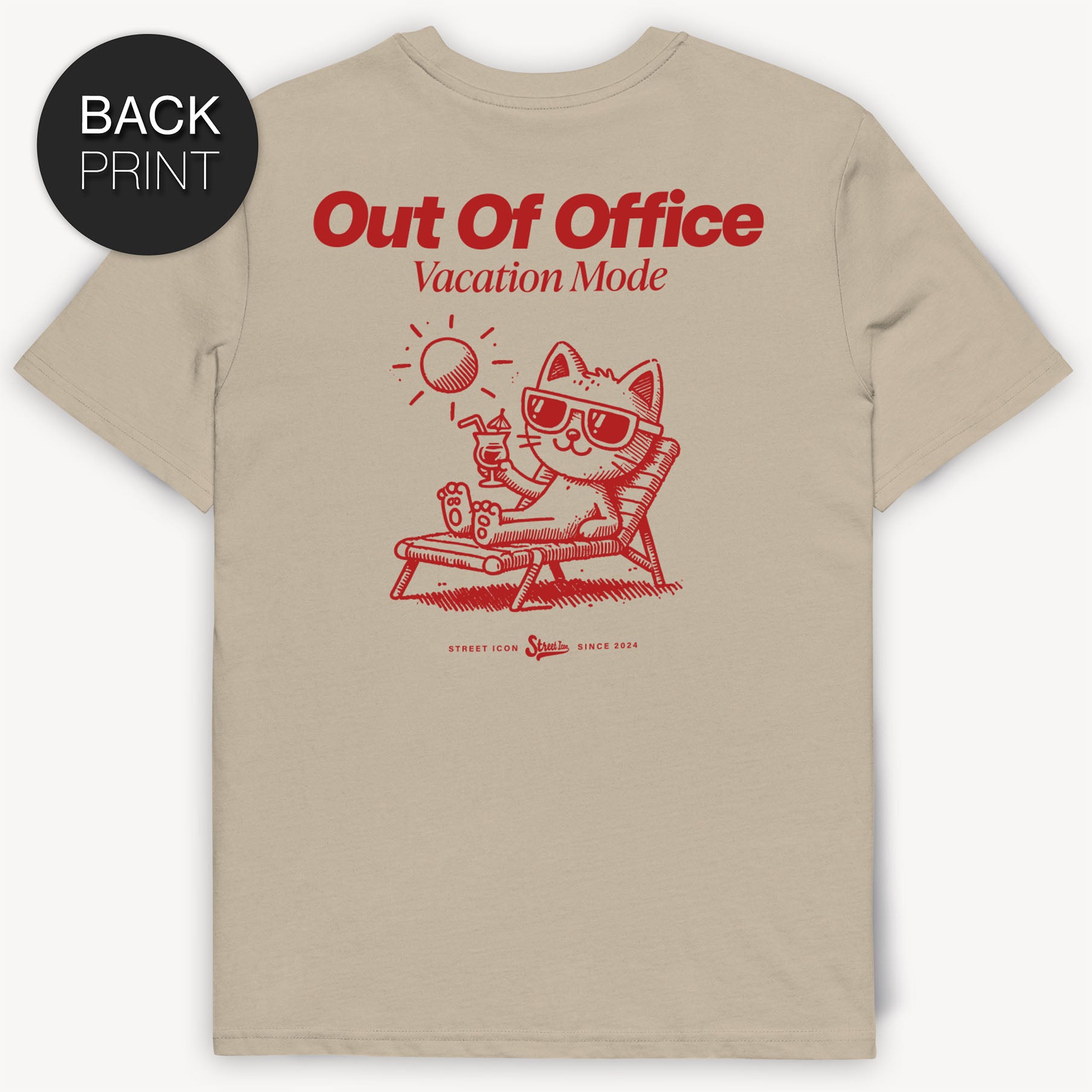 Out Of Office Cat - T-Shirt mit 2-seitigem Print - Street Icon