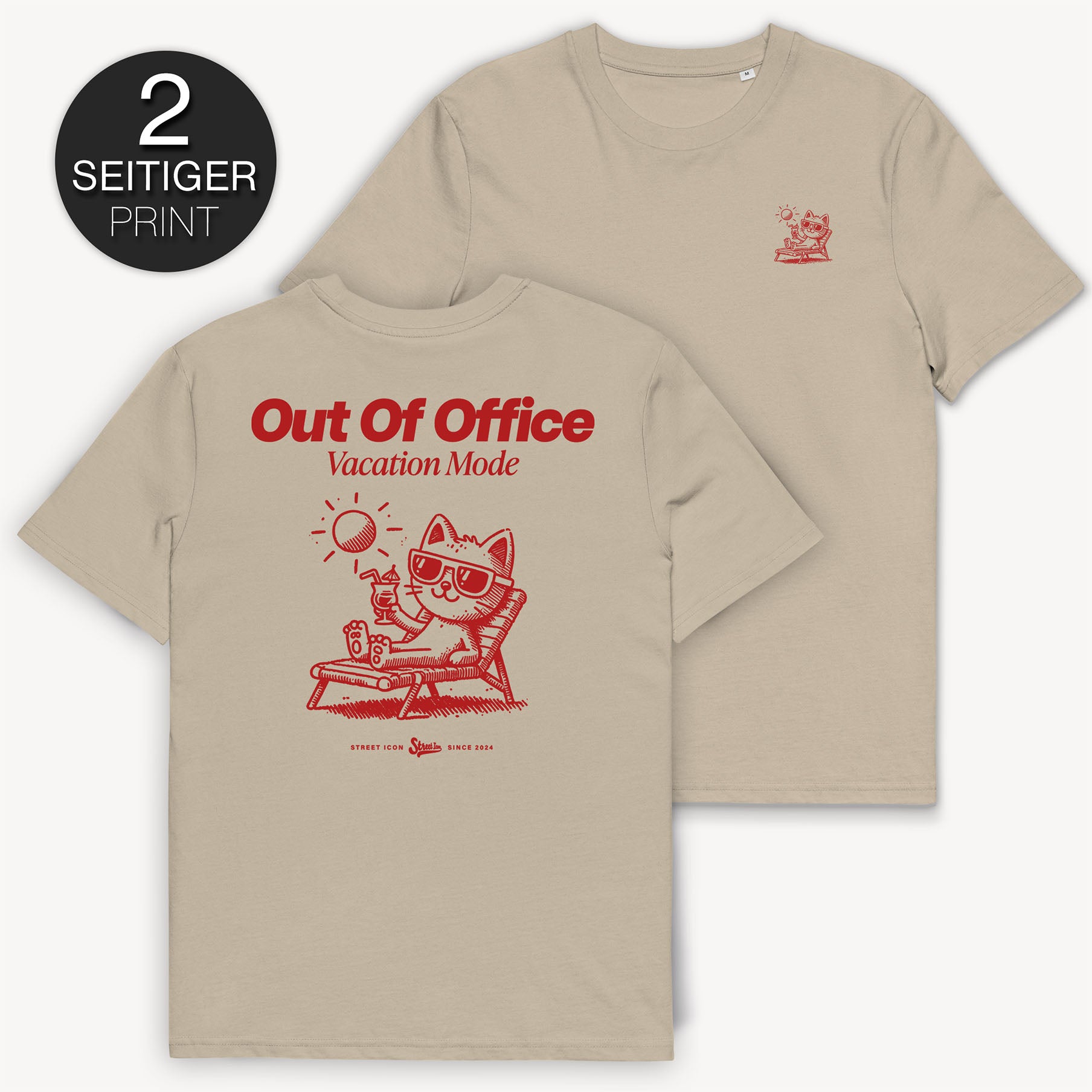 Out Of Office Cat - T-Shirt mit 2-seitigem Print - Street Icon