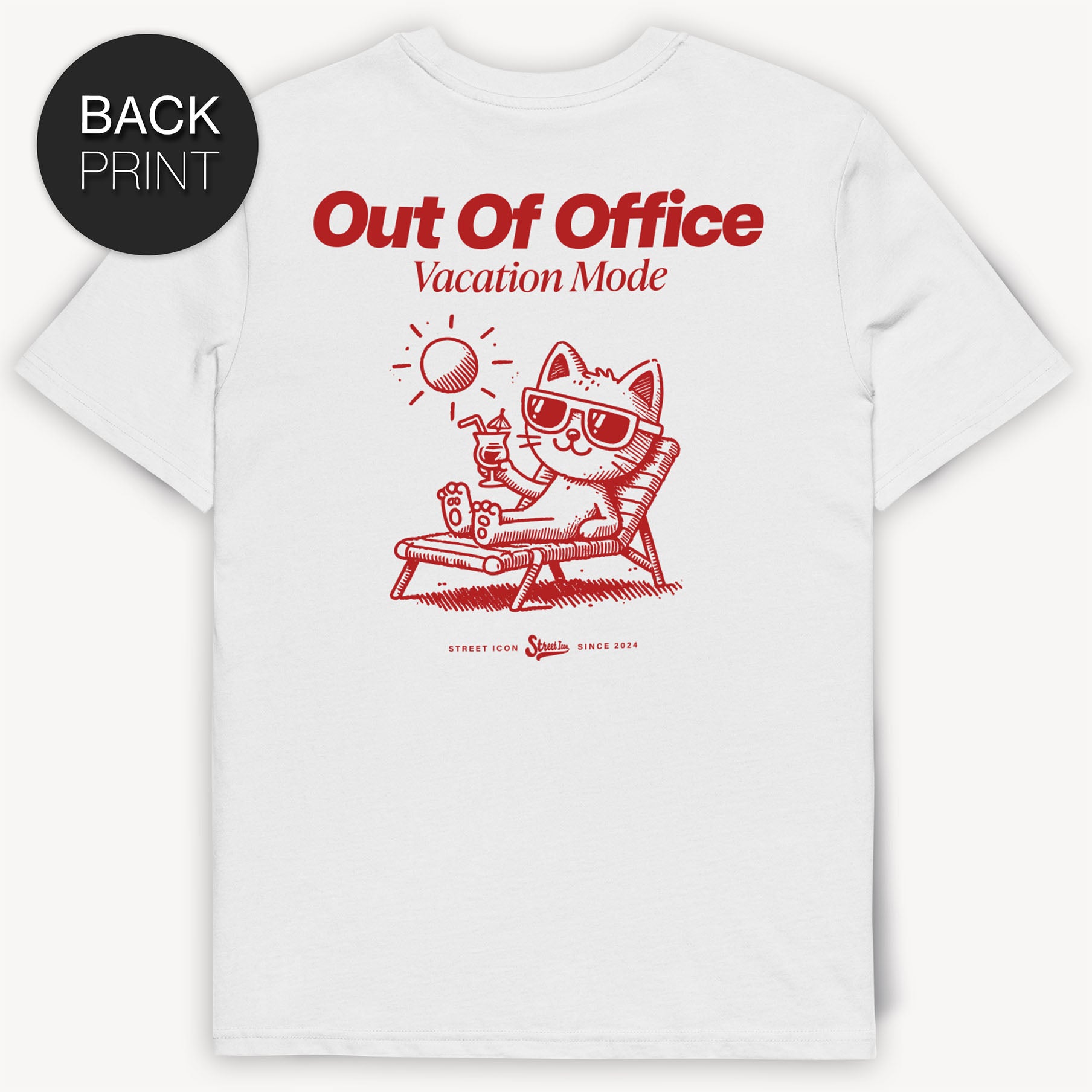 Out Of Office Cat - T-Shirt mit 2-seitigem Print - Street Icon