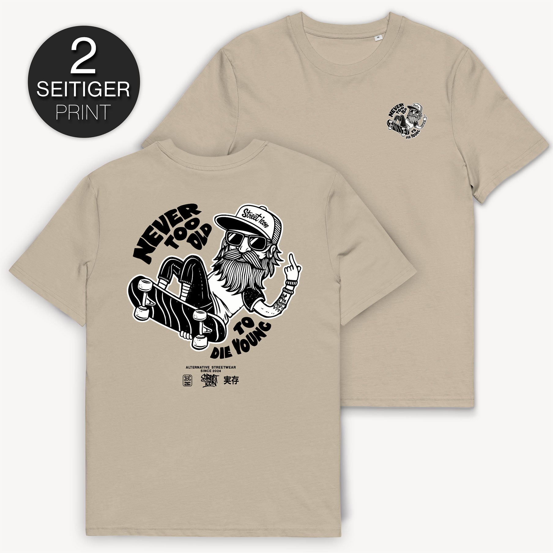 Old Dude Premium T-Shirt mit 2-seitigem Print - Street Icon